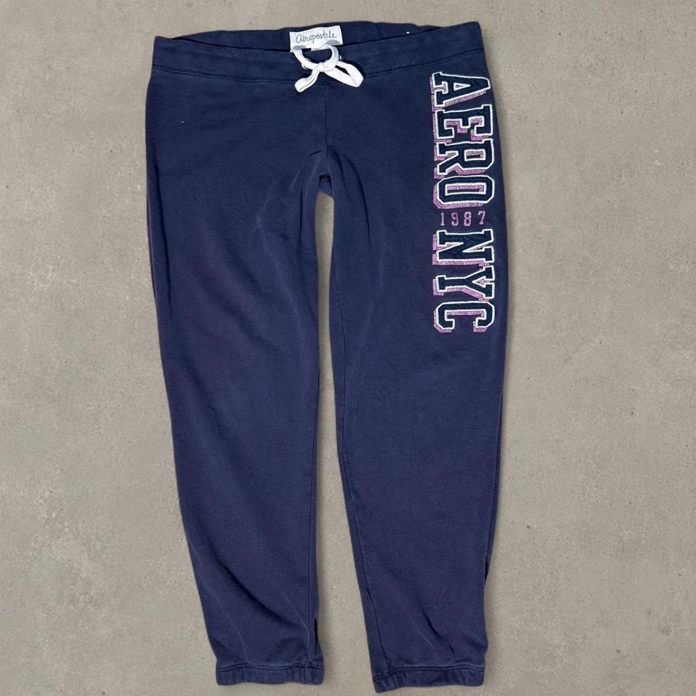 Aeropostale Navy Blue Capri Sweatpants Jogger Y2K 1987 Logo Women's L